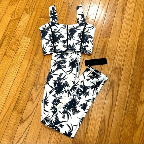 Mono B ivory black corset style sports bra leggings active set small NWT - Picture 3 of 9